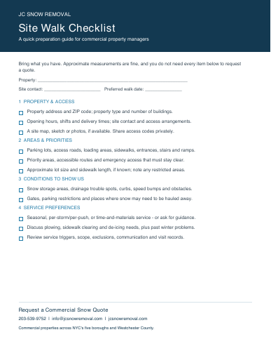 Preview of Site Walk Checklist
