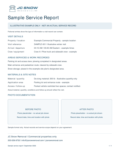 Preview of Sample Service Report