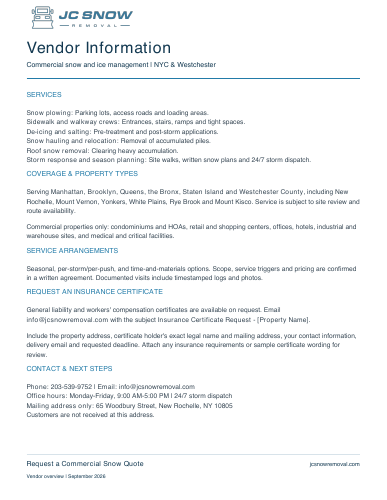 Preview of Vendor Information Sheet