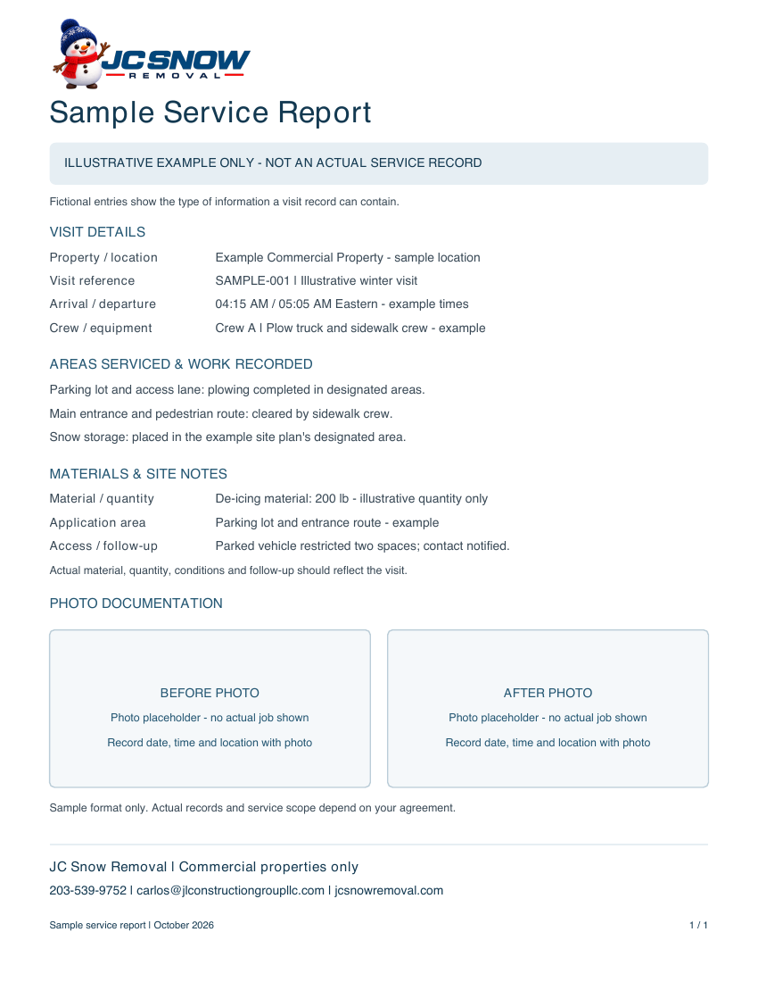 Preview of Sample Service Report