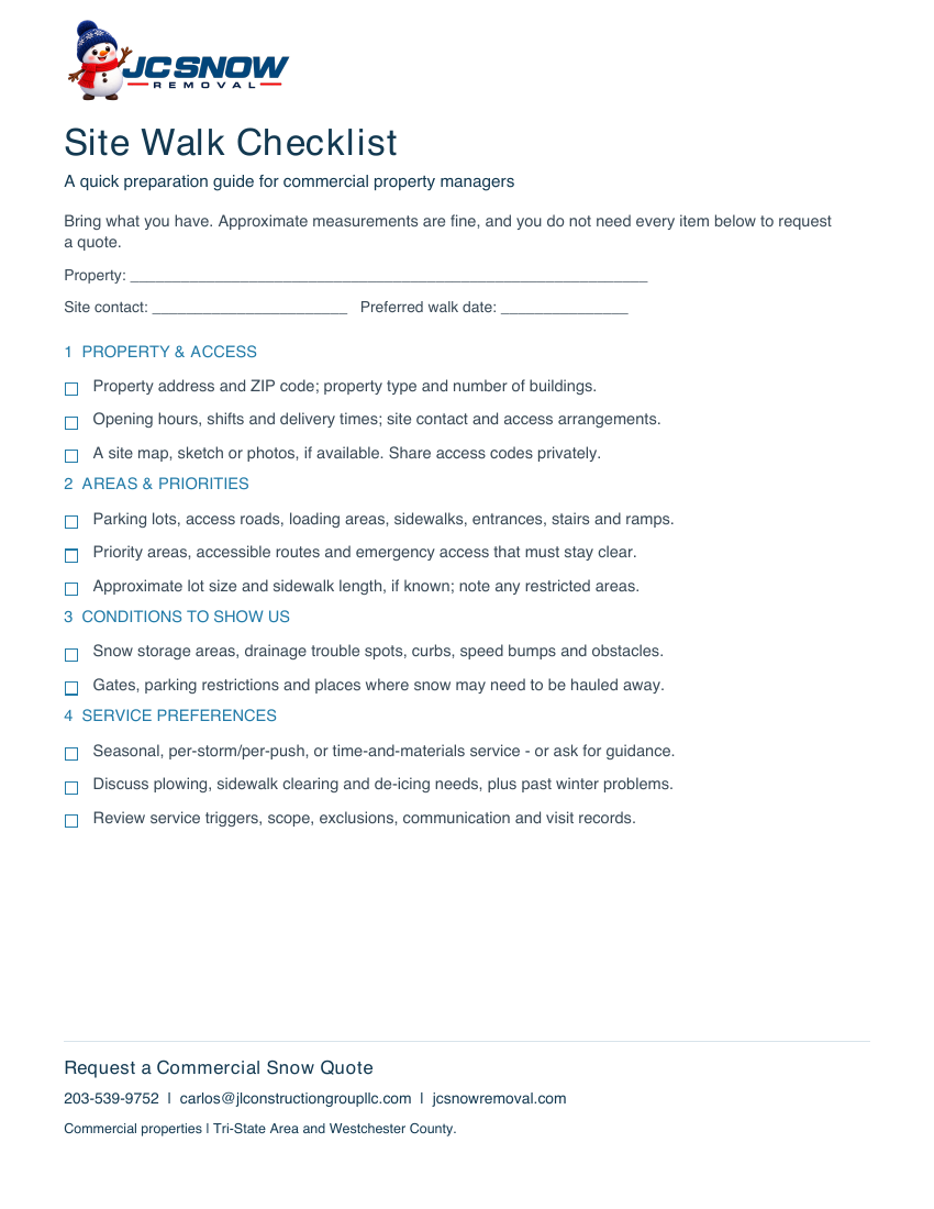 Preview of Site Walk Checklist